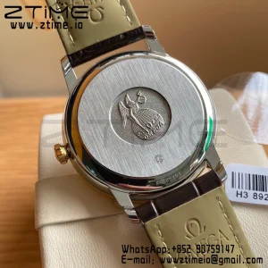 OMEGA De Ville Prestige 39.5mm YG/SS A+F 1:1 Best Edition White Dial YG Markers on Brwon Leather Strap A2500 - Super Clone Watch | 1:1 Best Version