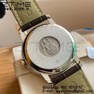 OMEGA De Ville Prestige 39.5mm RG/SS A+F 1:1 Best Edition White Dial RG Markers on Brwon Leather Strap A2500 - Super Clone Watch | 1:1 Best Version
