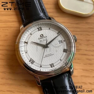 OMEGA De Ville Prestige 39.5mm SS A+F 1:1 Best Edition Λευκό καντράν με ασημί δείκτες και μαύρο δερμάτινο λουράκι A2500 - Super Clone Watch | 1:1 Best Version