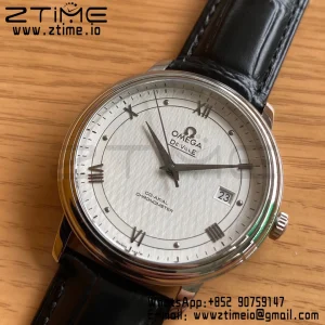 OMEGA De Ville Prestige 39.5mm SS A+F 1:1 Best Edition Λευκό καντράν με ασημί δείκτες και μαύρο δερμάτινο λουράκι A2500 - Super Clone Watch | 1:1 Best Version
