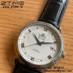 OMEGA De Ville Prestige 39.5mm SS A+F 1:1 Best Edition Λευκό καντράν με ασημί δείκτες και μαύρο δερμάτινο λουράκι A2500 - Super Clone Watch | 1:1 Best Version