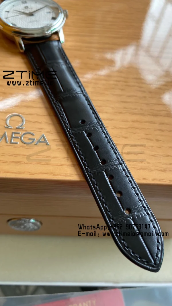 OMEGA De Ville Prestige 39.5mm SS A+F 1:1 Best Edition Λευκό καντράν με ασημί δείκτες και μαύρο δερμάτινο λουράκι A2500 - Super Clone Watch | 1:1 Best Version
