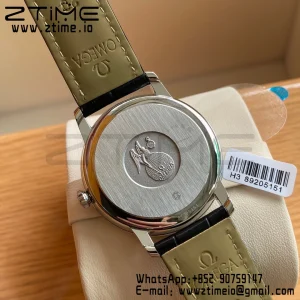 OMEGA De Ville Prestige 39.5mm SS A+F 1:1 Best Edition Λευκό καντράν με μπλε δείκτες σε μαύρο δερμάτινο λουράκι A2500 - Super Clone Watch | 1:1 Best Version
