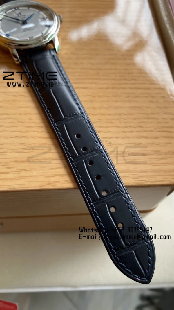 OMEGA De Ville Prestige 39.5mm SS A+F 1:1 Best Edition White Dial Blue Markers on Blue Leather Strap A2500 - Super Clone Watch | 1:1 Best Version