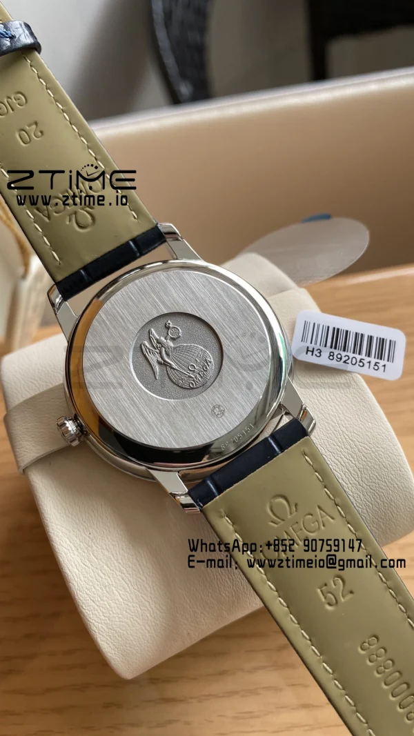 OMEGA De Ville Prestige 39.5mm SS A+F 1:1 Best Edition White Dial Blue Markers on Blue Leather Strap A2500 - Super Clone Watch | 1:1 Best Version