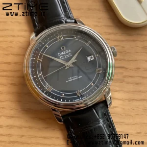 OMEGA De Ville Prestige 39.5mm SS A+F 1:1 Best Edition Blue Dial Silver Markers on Black Leather Strap A2500 - Super Clone Watch | 1:1 Best Version