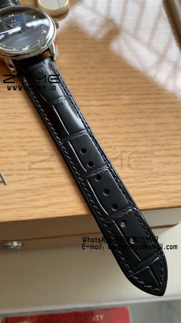 OMEGA De Ville Prestige 39.5mm SS A+F 1:1 Best Edition Blue Dial Silver Markers on Black Leather Strap A2500 - Super Clone Watch | 1:1 Best Version