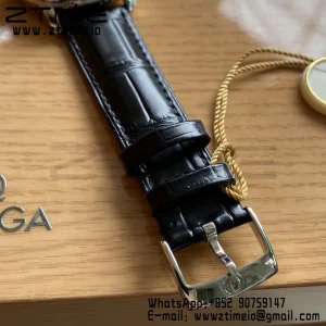 OMEGA De Ville Prestige 39.5mm SS A+F 1:1 Best Edition Blue Dial Silver Markers on Black Leather Strap A2500 - Super Clone Watch | 1:1 Best Version