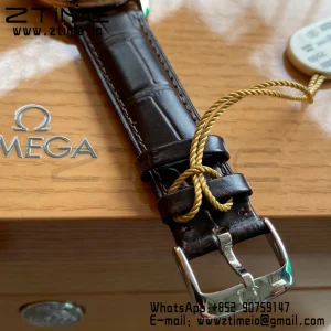 OMEGA De Ville Prestige 39.5mm RG/SS A+F 1:1 Best Edition Brown Dial RG Markers on Brown Leather Strap A2500 - Super Clone Watch | 1:1 Best Version
