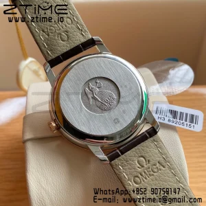 OMEGA De Ville Prestige 39.5mm RG/SS A+F 1:1 Best Edition Brown Dial RG Markers on Brown Leather Strap A2500 - Super Clone Watch | 1:1 Best Version