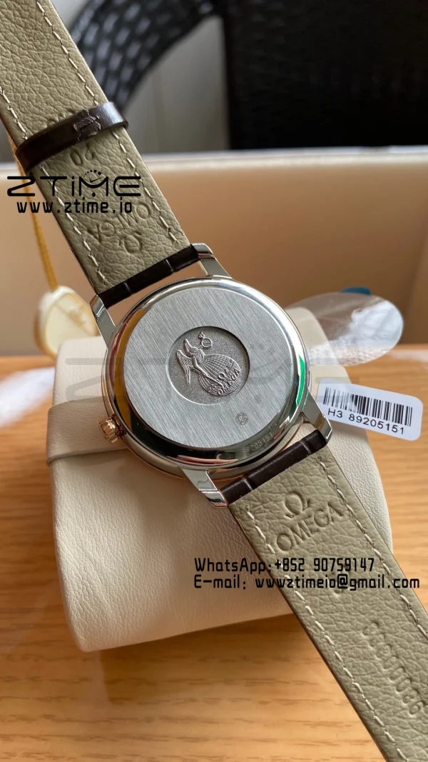 OMEGA De Ville Prestige 39.5mm RG/SS A+F 1:1 Best Edition Brown Dial RG Markers on Brown Leather Strap A2500 - Super Clone Watch | 1:1 Best Version