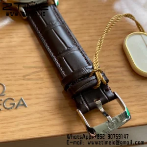 OMEGA De Ville Prestige 39.5mm RG/SS A+F 1:1 Best Edition White Dial RG Markers on Brown Leather Strap A2500 - Super Clone Watch | 1:1 Best Version