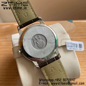 OMEGA De Ville Prestige 39.5mm RG/SS A+F 1:1 Best Edition White Dial RG Markers on Brown Leather Strap A2500 - Super Clone Watch | 1:1 Best Version