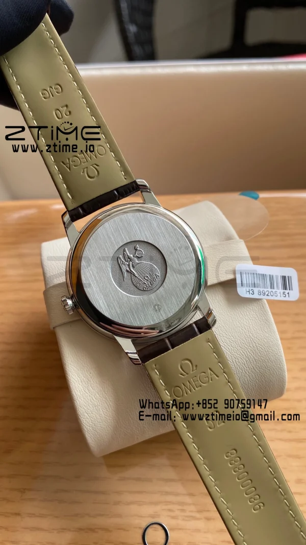 OMEGA De Ville Prestige 39.5mm RG/SS A+F 1:1 Best Edition White Dial RG Markers on Brown Leather Strap A2500 - Super Clone Watch | 1:1 Best Version