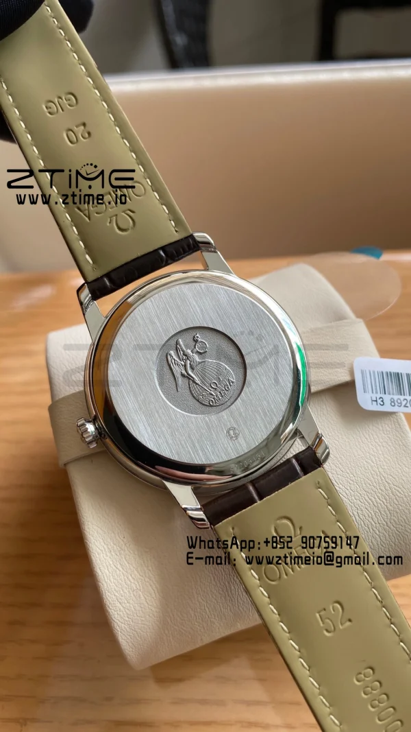 OMEGA De Ville Prestige 39.5mm RG/SS A+F 1:1 Best Edition White Dial RG Markers on Brown Leather Strap A2500 - Super Clone Watch | 1:1 Best Version