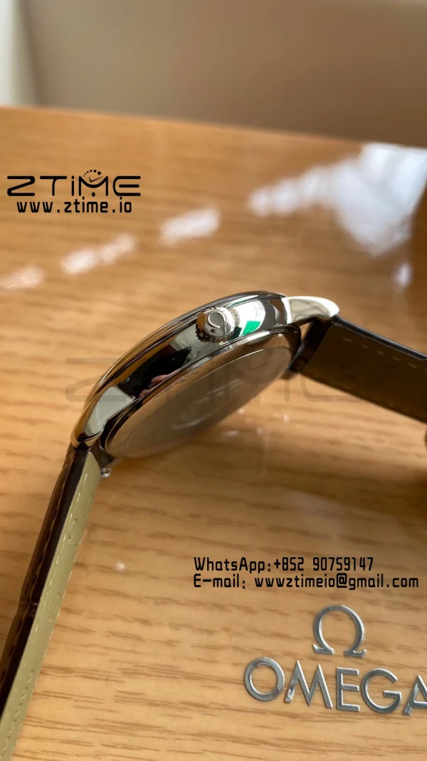 OMEGA De Ville Prestige 39.5mm YG/SS A+F 1:1 Best Edition White Dial YG Markers on Brown Leather Strap A2500 - Super Clone Watch | 1:1 Best Version