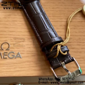 OMEGA De Ville Prestige 39.5mm YG/SS A+F 1:1 Best Edition White Dial YG Markers on Brown Leather Strap A2500 - Super Clone Watch | 1:1 Best Version