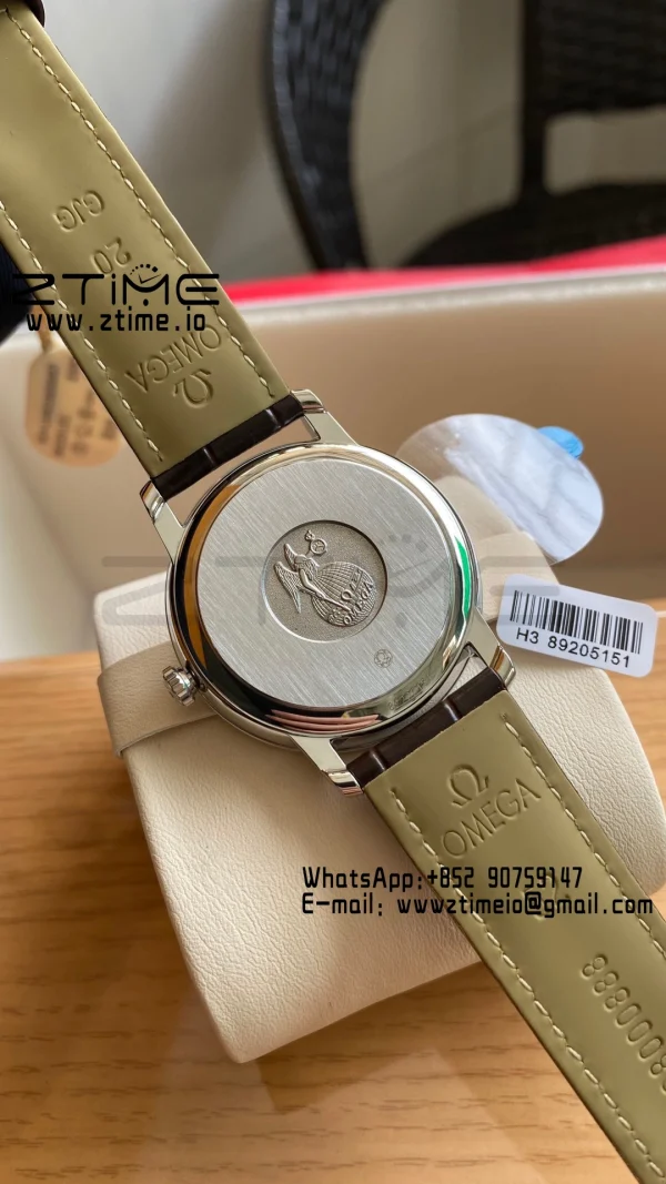 OMEGA De Ville Prestige 39.5mm YG/SS A+F 1:1 Best Edition White Dial YG Markers on Brown Leather Strap A2500 - Super Clone Watch | 1:1 Best Version
