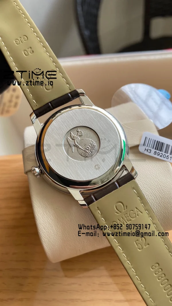 OMEGA De Ville Prestige 39.5mm YG/SS A+F 1:1 Best Edition White Dial YG Markers on Brown Leather Strap A2500 - Super Clone Watch | 1:1 Best Version