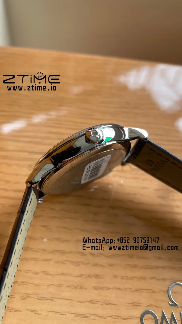 OMEGA De Ville Prestige 39.5mm SS A+F 1:1 Best Edition Black Dial Sliver Markers on Black Leather Strap A2500 - Super Clone Watch | 1:1 Best Version