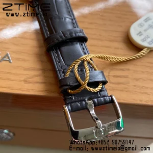 OMEGA De Ville Prestige 39.5mm SS A+F 1:1 Best Edition Black Dial Sliver Markers on Black Leather Strap A2500 - Super Clone Watch | 1:1 Best Version