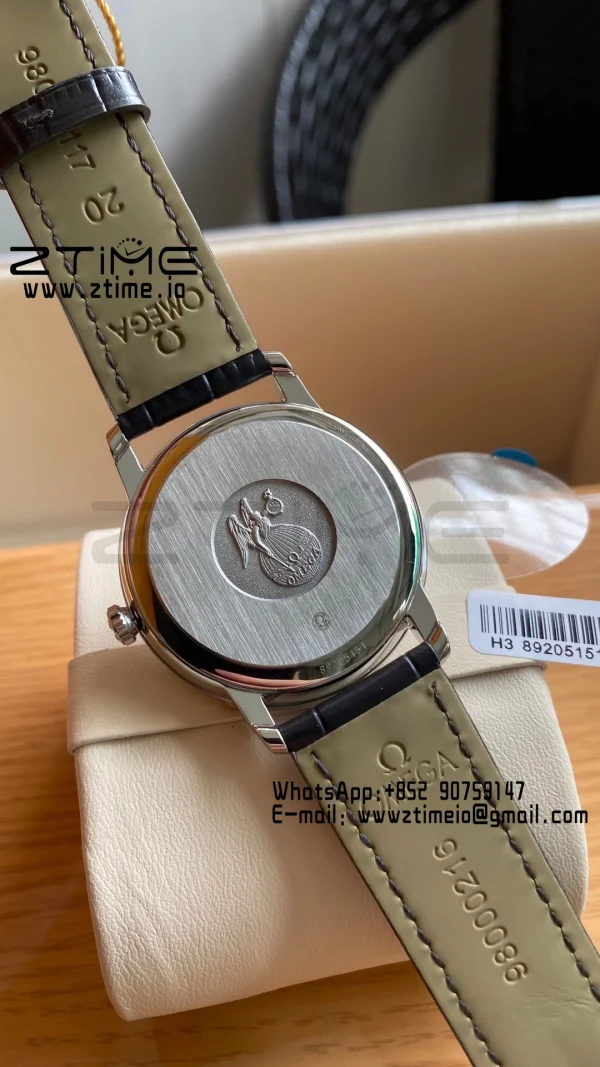 OMEGA De Ville Prestige 39.5mm SS A+F 1:1 Best Edition Black Dial Sliver Markers on Black Leather Strap A2500 - Super Clone Watch | 1:1 Best Version