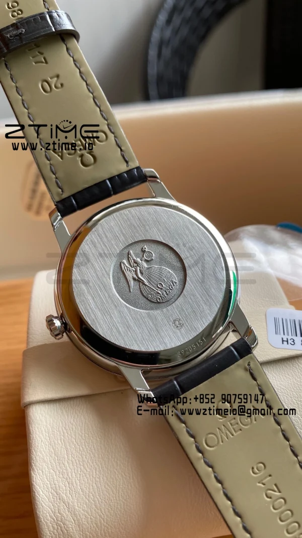 OMEGA De Ville Prestige 39.5mm SS A+F 1:1 Best Edition Black Dial Sliver Markers on Black Leather Strap A2500 - Super Clone Watch | 1:1 Best Version