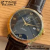 OMEGA De Ville Prestige 39.5mm YG/SS A+F 1:1 Best Edition Blue Dial YG Markers on Brown Leather Strap A2500 - Super Clone Watch | 1:1 Best Version