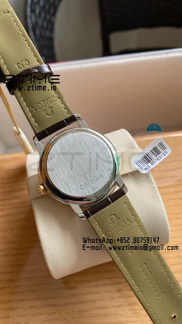 OMEGA De Ville Prestige 39.5mm YG/SS A+F 1:1 Best Edition Μπλε καντράν YG Markers σε καφέ δερμάτινο λουράκι A2500 - Super Clone Watch | 1:1 Best Version