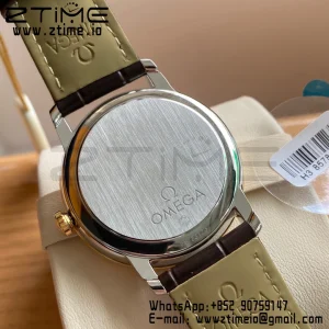 OMEGA De Ville Prestige 39.5mm YG/SS A+F 1:1 Best Edition Μπλε καντράν YG Markers σε καφέ δερμάτινο λουράκι A2500 - Super Clone Watch | 1:1 Best Version