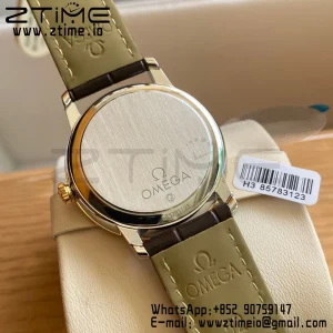 OMEGA De Ville Prestige 39.5mm YG/SS A+F 1:1 Best Edition White Dial YG Markers on Brown Leather Strap A2500 - Super Clone Watch | 1:1 Best Version