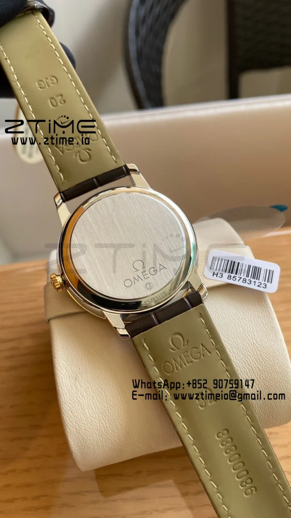 OMEGA De Ville Prestige 39.5mm YG/SS A+F 1:1 Best Edition White Dial YG Markers on Brown Leather Strap A2500 - Super Clone Watch | 1:1 Best Version