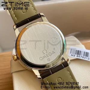 OMEGA De Ville Prestige 39.5mm YG/SS A+F 1:1 Best Edition White Dial YG Markers on Brown Leather Strap A2500 - Super Clone Watch | 1:1 Best Version