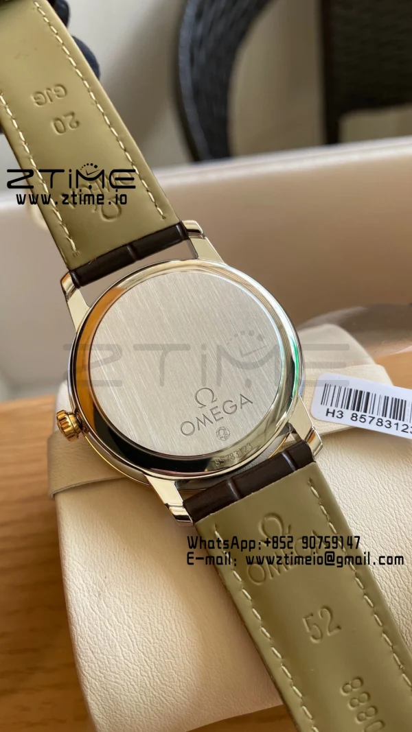 OMEGA De Ville Prestige 39.5mm YG/SS A+F 1:1 Best Edition White Dial YG Markers on Brown Leather Strap A2500 - Super Clone Watch | 1:1 Best Version
