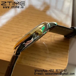 OMEGA De Ville Prestige 39.5mm YG/SS A+F 1:1 Best Edition Yeoolw Dial YG Markers on Brown Leather Strap A2500 - Super Clone Watch | 1:1 Best Version