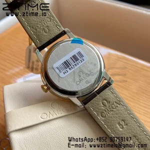 OMEGA De Ville Prestige 39.5mm YG/SS A+F 1:1 Best Edition Yeoolw Dial YG Markers on Brown Leather Strap A2500 - Super Clone Watch | 1:1 Best Version