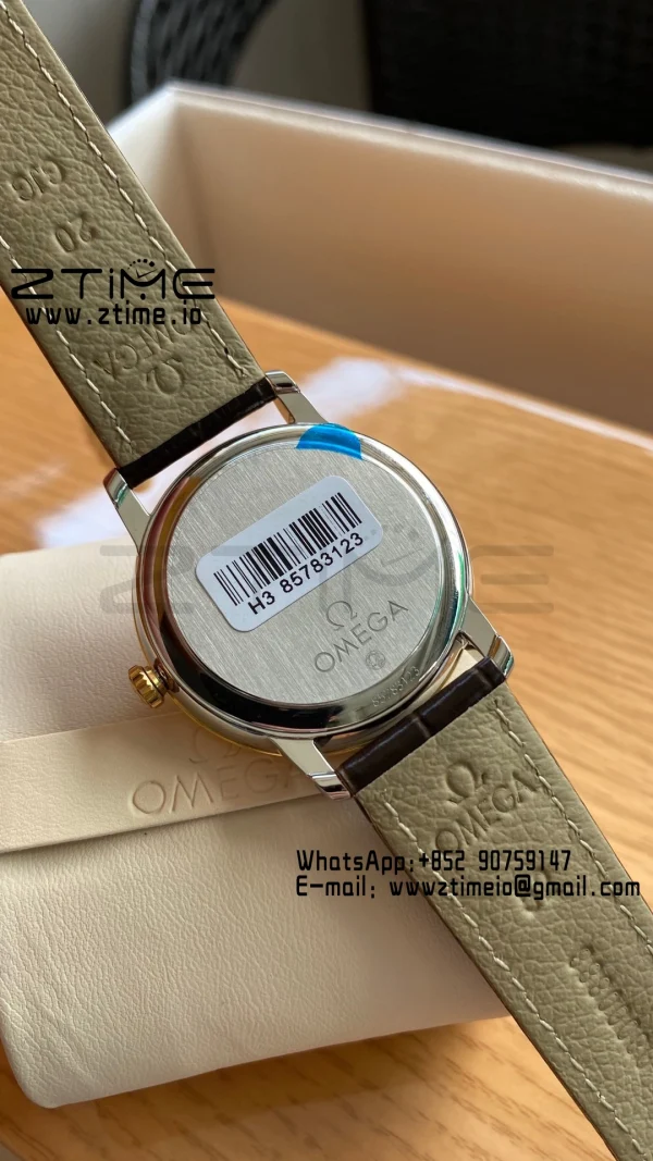 OMEGA De Ville Prestige 39.5mm YG/SS A+F 1:1 Best Edition Yeoolw Dial YG Markers on Brown Leather Strap A2500 - Super Clone Watch | 1:1 Best Version
