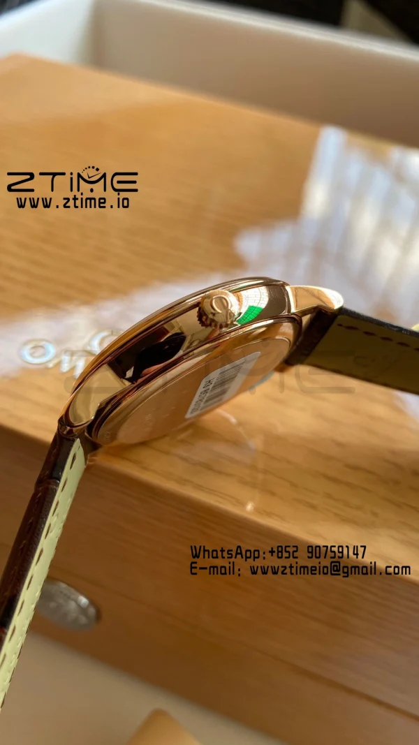 OMEGA De Ville Prestige 39.5mm RG A+F 1:1 Best Edition Μπλε καντράν με δείκτες RG σε καφέ δερμάτινο λουράκι A2500 - Super Clone Watch | 1:1 Best Version