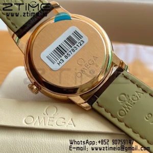 OMEGA De Ville Prestige 39.5mm RG A+F 1:1 Best Edition Μπλε καντράν με δείκτες RG σε καφέ δερμάτινο λουράκι A2500 - Super Clone Watch | 1:1 Best Version
