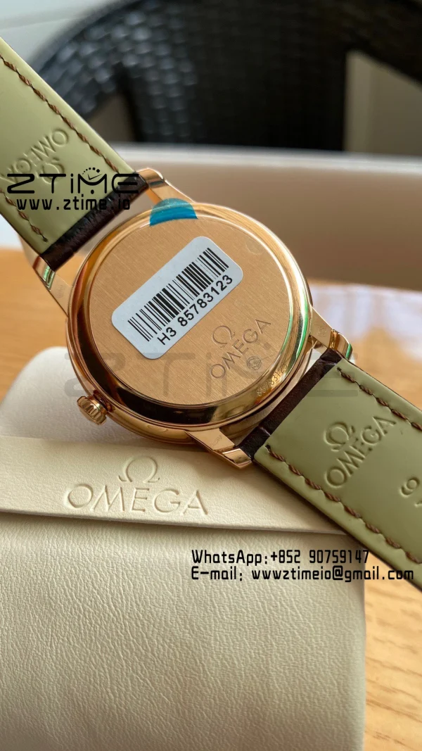 OMEGA De Ville Prestige 39.5mm RG A+F 1:1 Best Edition Μπλε καντράν με δείκτες RG σε καφέ δερμάτινο λουράκι A2500 - Super Clone Watch | 1:1 Best Version