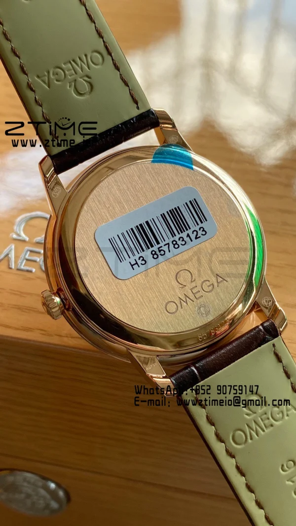 OMEGA De Ville Prestige 39.5mm RG A+F 1:1 Best Edition Μπλε καντράν με δείκτες RG σε καφέ δερμάτινο λουράκι A2500 - Super Clone Watch | 1:1 Best Version