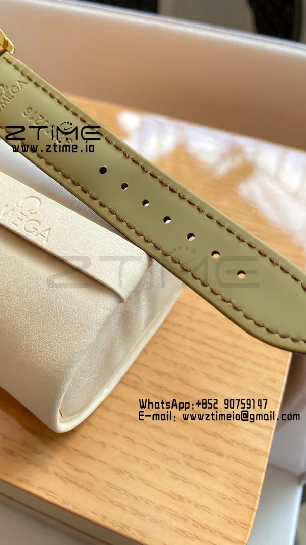 OMEGA De Ville Prestige 39.5mm YG/SS A+F 1:1 Best Edition Μπλε καντράν YG Markers σε καφέ δερμάτινο λουράκι A2500 - Super Clone Watch | 1:1 Best Version