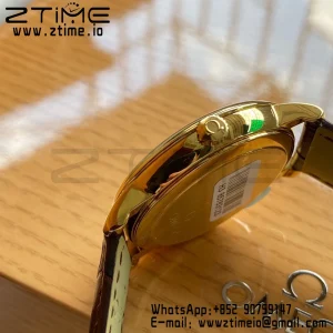 OMEGA De Ville Prestige 39.5mm YG/SS A+F 1:1 Best Edition Μπλε καντράν YG Markers σε καφέ δερμάτινο λουράκι A2500 - Super Clone Watch | 1:1 Best Version