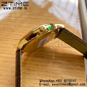 OMEGA De Ville Prestige 39.5mm YG  A+F 1:1 Best Edition Wite Dial YG Markers on Brown Leather Strap A2500 - Super Clone Watch | 1:1 Best Version