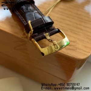 OMEGA De Ville Prestige 39.5mm YG  A+F 1:1 Best Edition Wite Dial YG Markers on Brown Leather Strap A2500 - Super Clone Watch | 1:1 Best Version