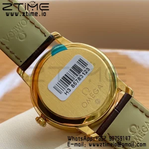 OMEGA De Ville Prestige 39.5mm YG  A+F 1:1 Best Edition Wite Dial YG Markers on Brown Leather Strap A2500 - Super Clone Watch | 1:1 Best Version