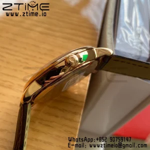 OMEGA De Ville Prestige 39.5mm RG  A+F 1:1 Best Edition Wite Dial RG Markers on Brown Leather Strap A2500 - Super Clone Watch | 1:1 Best Version