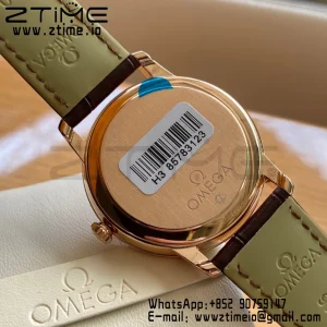 OMEGA De Ville Prestige 39.5mm RG  A+F 1:1 Best Edition Wite Dial RG Markers on Brown Leather Strap A2500 - Super Clone Watch | 1:1 Best Version