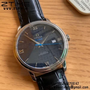 OMEGA De Ville Prestige Orbis 424.13.40.20.03.003 39.5mm SS A+F 1:1 Best Edition Μπλε καντράν Ασημί δείκτες σε μπλε δερμάτινο λουράκι A2500 - Super Clone Watch | 1:1 Best Version