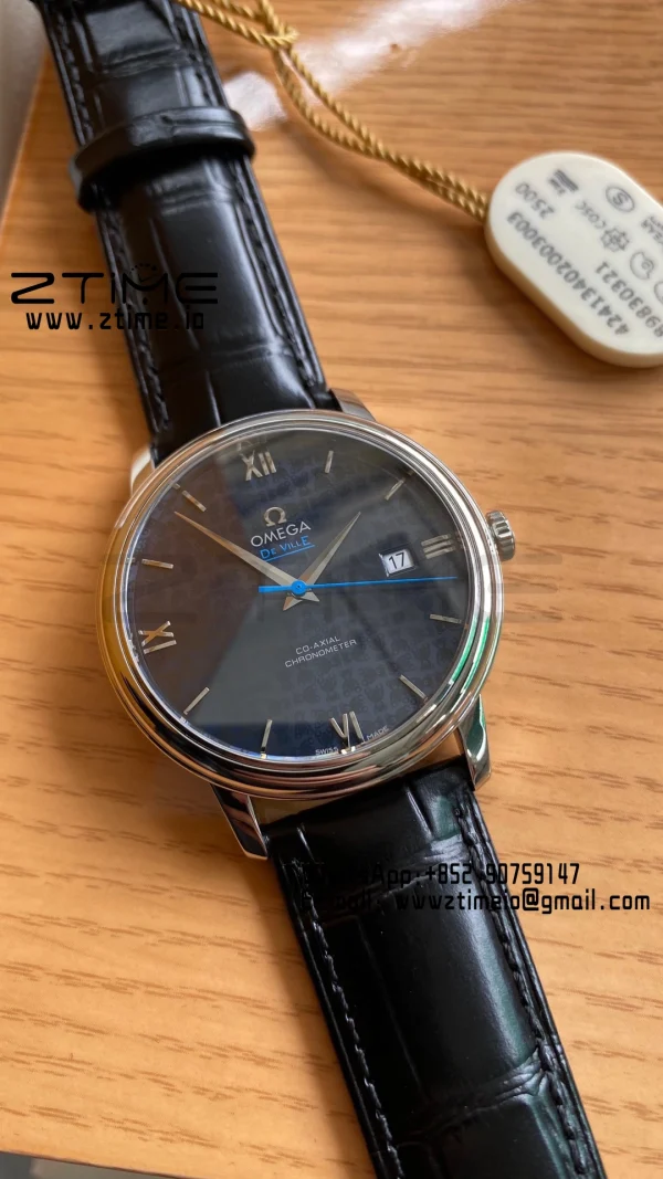 OMEGA De Ville Prestige Orbis 424.13.40.20.03.003 39.5mm SS A+F 1:1 Best Edition Μπλε καντράν Ασημί δείκτες σε μπλε δερμάτινο λουράκι A2500 - Super Clone Watch | 1:1 Best Version